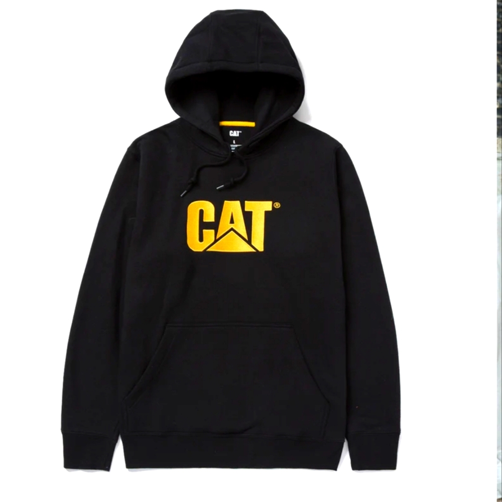 CATERPILLAR Mens Trademark Hoodie. Black/Gold. Size M